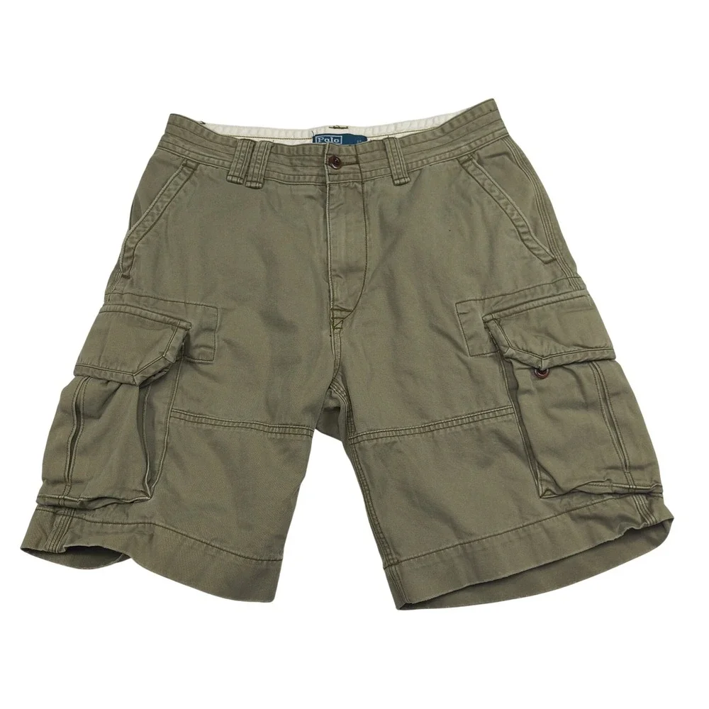 Polo Ralph Lauren Classic Polo Chino Cargo Shorts Mens 32 Green Khaki 100 Cotton